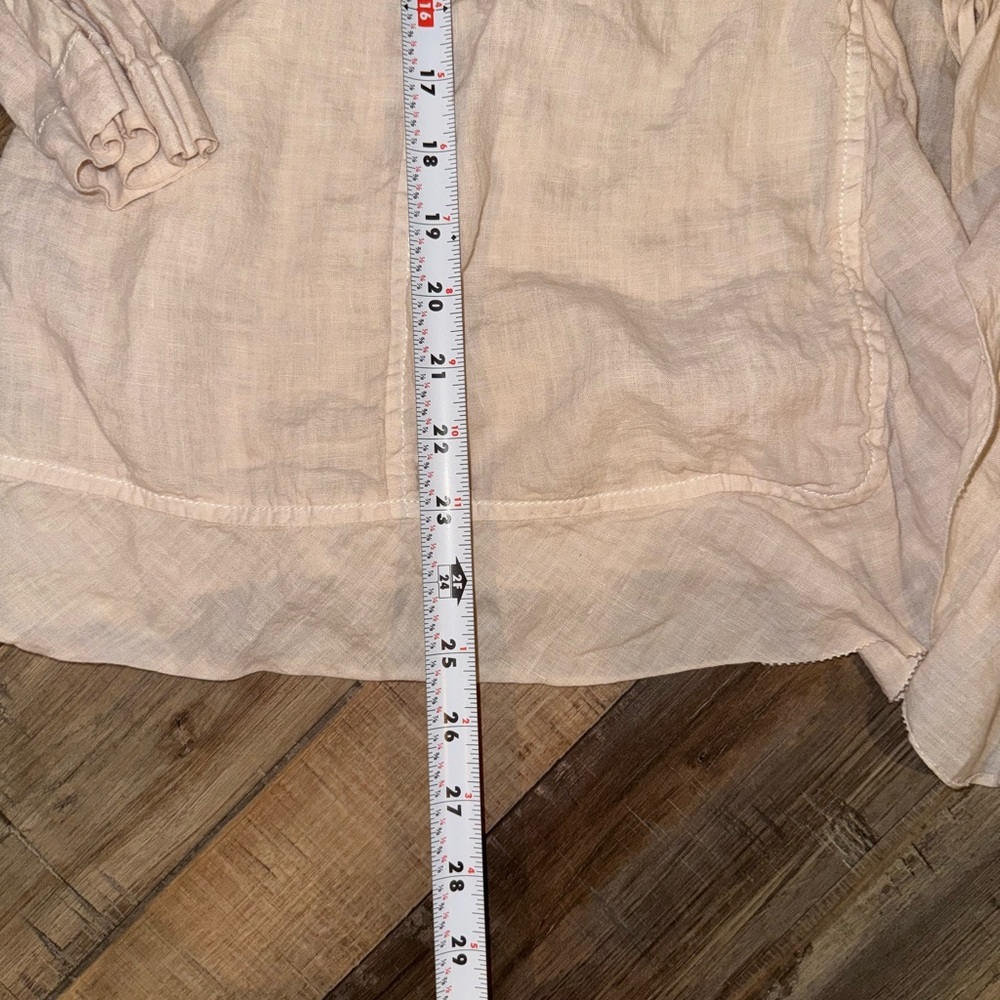 Eileen Fisher 100% Irish Linen Ruffled Tie Front Top Cardigan Neutral Size 2X - Picture 7 of 9